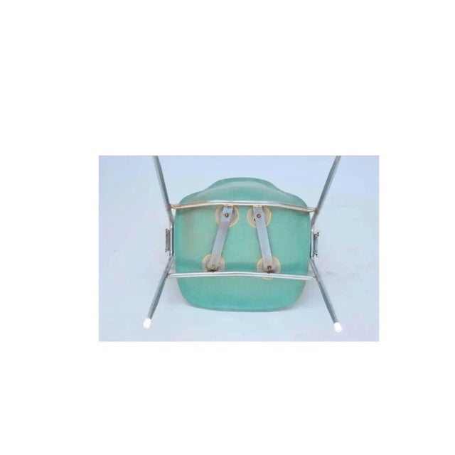 1970s 1970s Set of Four Turquoise Fiberglass Armchairs on Chrome Bases For Sale - Image 5 of 7