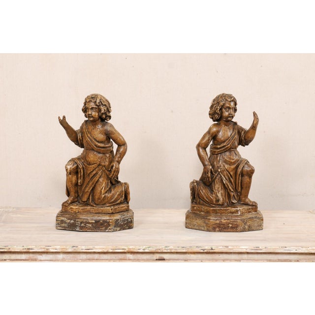 French Carved-Wood Putti Figures, 19th Century - A Pair For Sale - Image 4 of 11