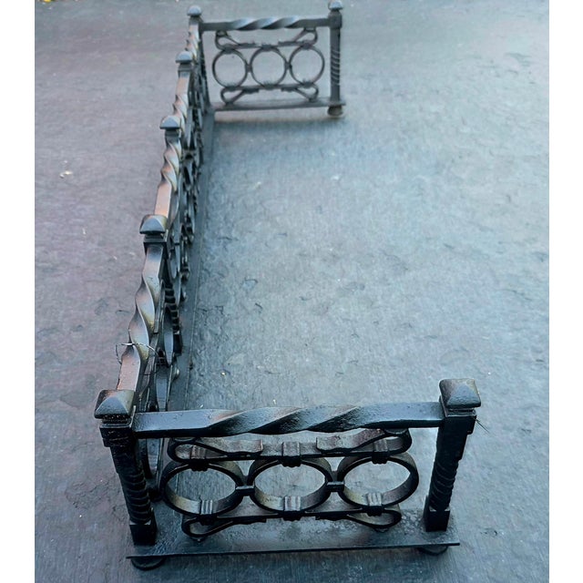 Gothic Vintage Wrought Iron Fireplace Fender For Sale - Image 3 of 3