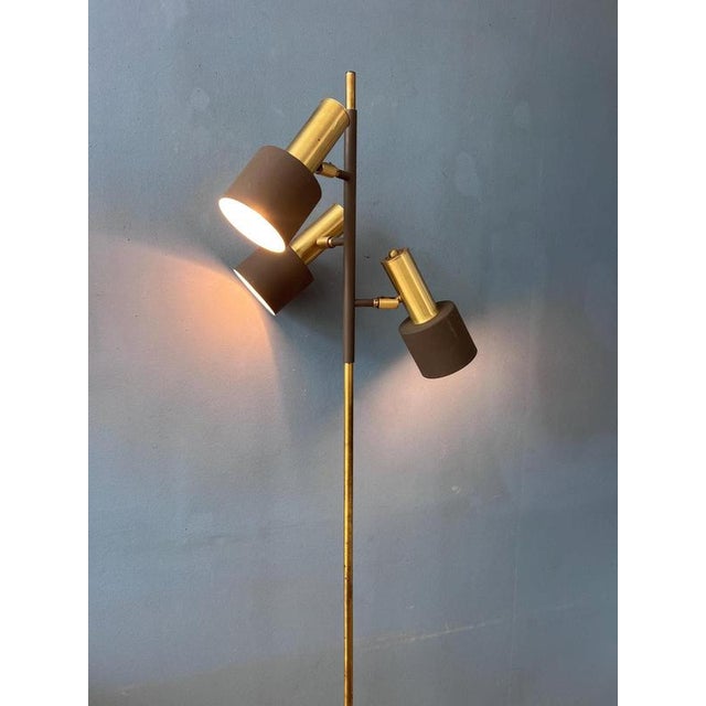 Vintage Space Age Floor Lamp in Brass and Metal from Dijkstra For Sale - Image 3 of 13