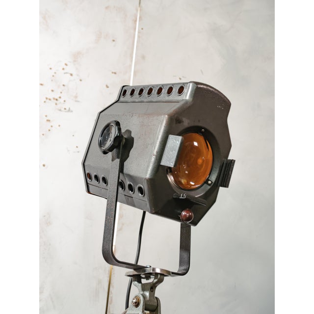 Industrial Studio Spotlight Floor Lamp on Berlebach Wooden Tripod from ADB, Belgium, 1960s For Sale - Image 14 of 15