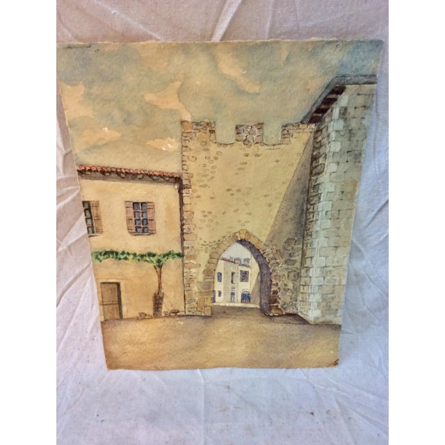 Mid 20th Century French Watercolor Painting For Sale - Image 4 of 10