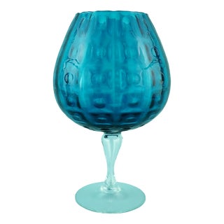 Large Vintage Blue Glass Cup Vase, 1970s For Sale