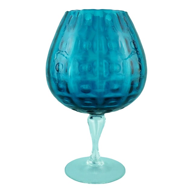 Large Vintage Blue Glass Cup Vase, 1970s For Sale