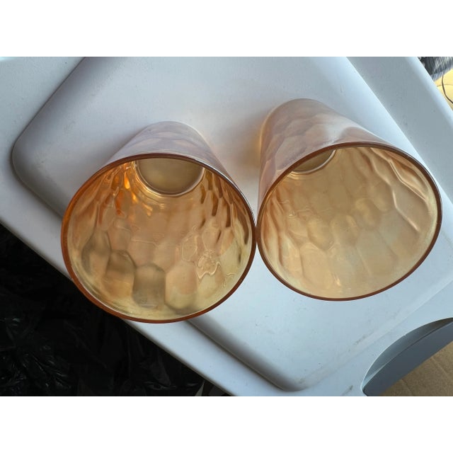 Jeannette Glass Carnival Glass Tumblers, Marigold Hex Optic Iridescent -Set of 2 For Sale - Image 4 of 8