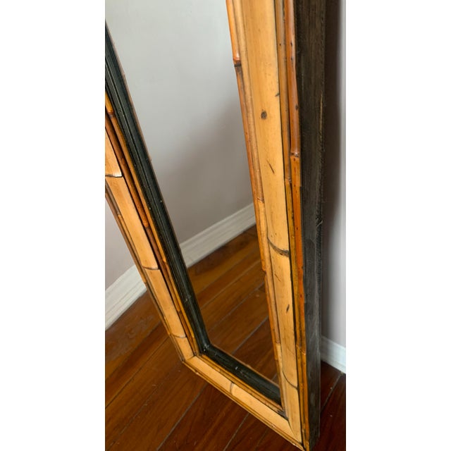 Wood Vintage Bamboo Wall Mirror For Sale - Image 7 of 10