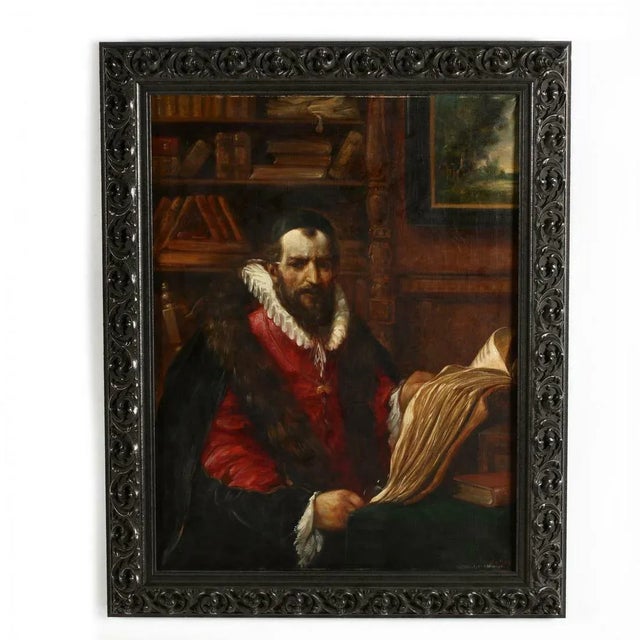Textile 19th Century Antique Scholar Portraits Paintings by Theodore Du Bois, French - Set of 2 For Sale - Image 7 of 11