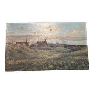 Mid 19th Century Willem Jan Van Den Berghe (Dutch, 1823–1901) — Domburgse Landschap — Oil on Board — Documented Attribution — Family Provenance Label For Sale