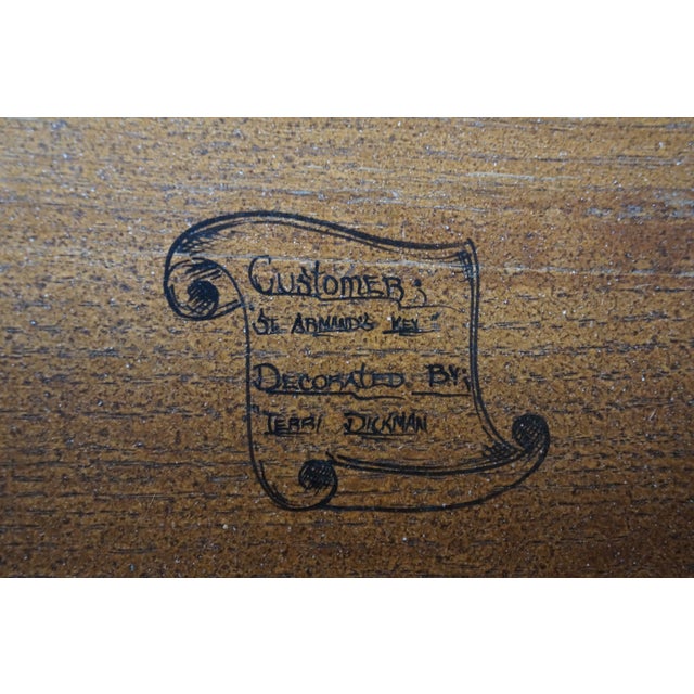 Karges Furniture Late 20th Century Rare Karges French Provincial Artist Signed Cherry Chest Faux Marble Top Commode For Sale - Image 4 of 18
