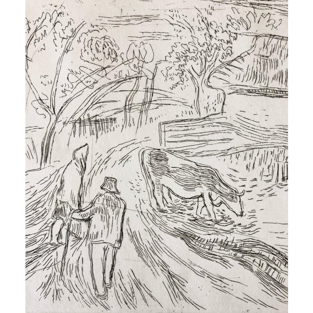 Medium: Etching Surface: paper Country: United States Signed in plate with initial G. Black and white illustration of a...