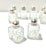 Vintage cut crystal salt and pepper shakers with silverplate tops, offered as a complete set of eight for four place...