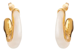 Luminous Wave Resin & Gold Hoop Earrings, A Pair