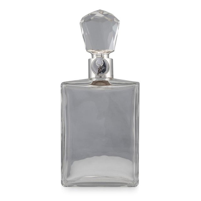 20th Century English Solid Silver & Glass Spirit Decanter with Lock & Key, 1930s For Sale - Image 14 of 14