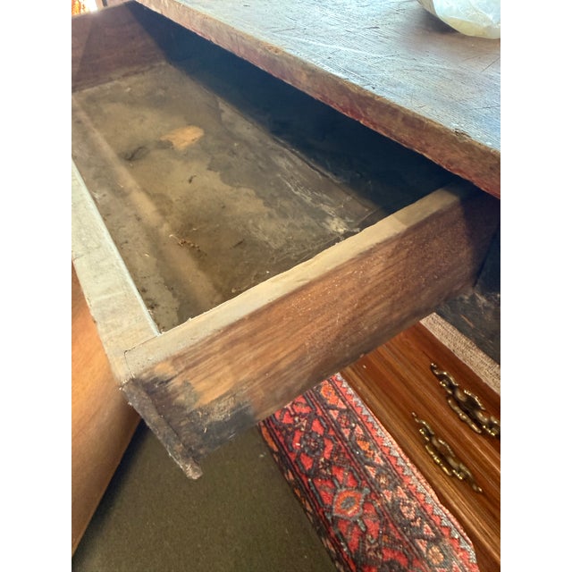 Wood 19th Primitive Farm Table in Original Condition For Sale - Image 7 of 10