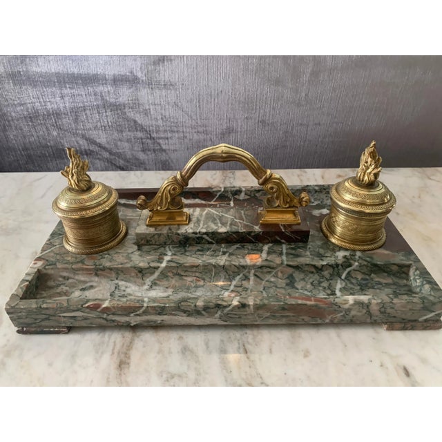 Bronze French Marble and Bronze Inkwell For Sale - Image 8 of 11