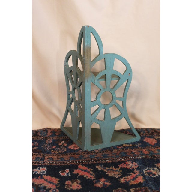 1930s Folk Art Green and Gold Scroll Shelf For Sale - Image 4 of 13