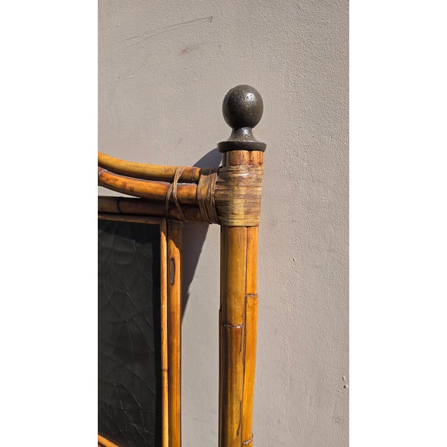 Vintage Baker Furniture Bamboo Coastal King Bed Frame Headboard Black Lacquer For Sale - Image 10 of 17