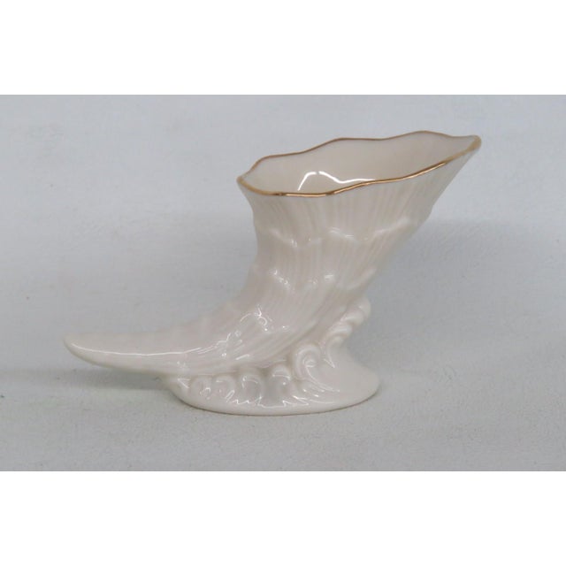 Mid-Century Modern Lenox China Decorative Porcelain Cornucopia Made in Usa With 24k Gold Trim 5098b For Sale - Image 3 of 9
