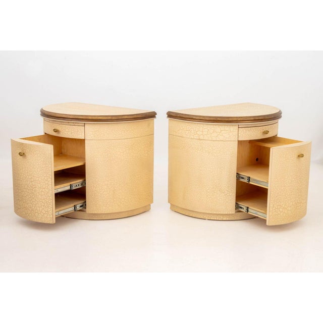 Modern D-Shaped Painted Wood Bedside Cabinets, A Pair For Sale - Image 4 of 8