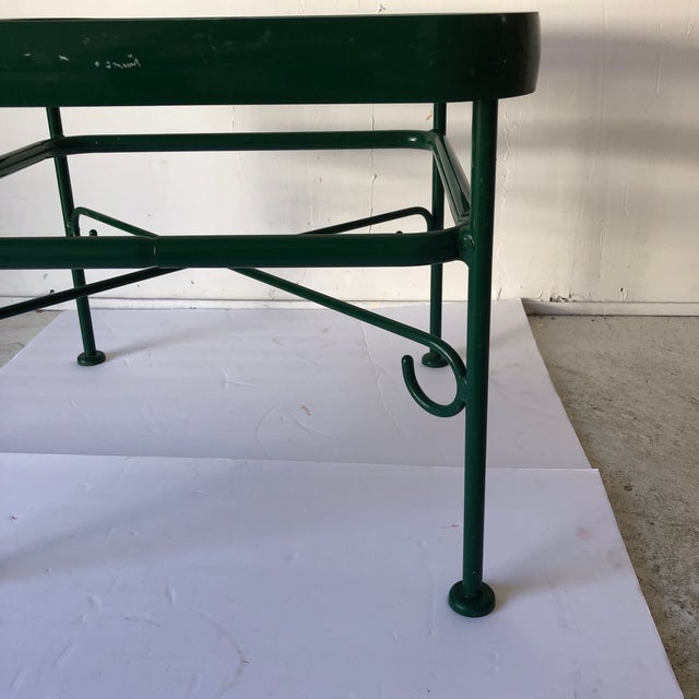 Patio Side Table Green W/Glass 22x22 V.Good Chairish