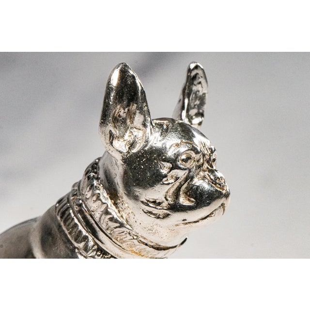 1980s Vintage English Sterling Silver French Bulldog Miniature Sculpture Hallmarked Dog Figurine For Sale - Image 5 of 14