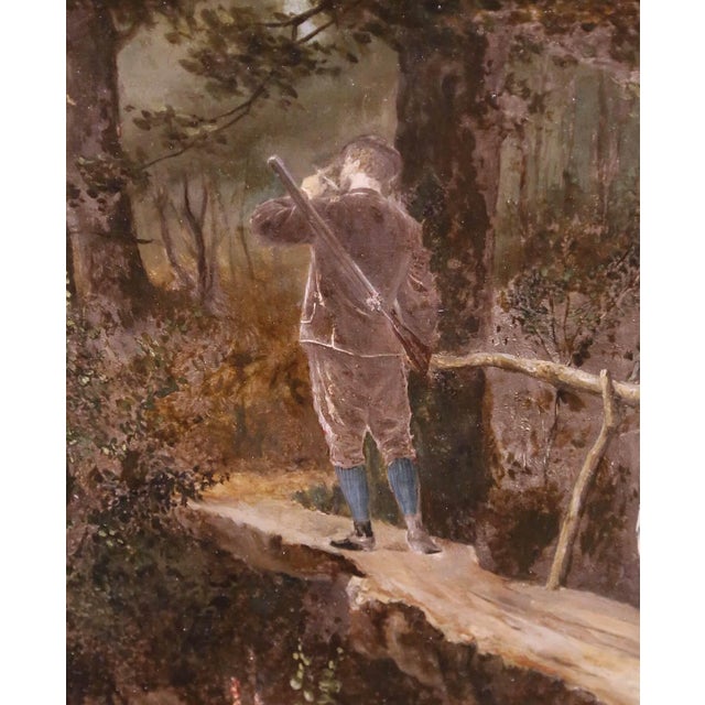 Pair of 19th Century French Pendant Genre Paintings on Board in Carved Frames For Sale - Image 10 of 15