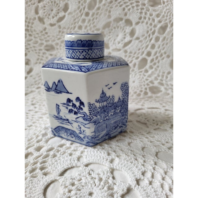 Andrea by Sadek Blue & White Porcelain Tea Canister or Vessel For Sale In Baltimore - Image 6 of 6