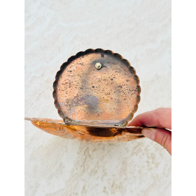 Metal Copper Shell Wall Sconce Candle Holder – Vintage Coastal Glam Nautical Decor For Sale - Image 7 of 8