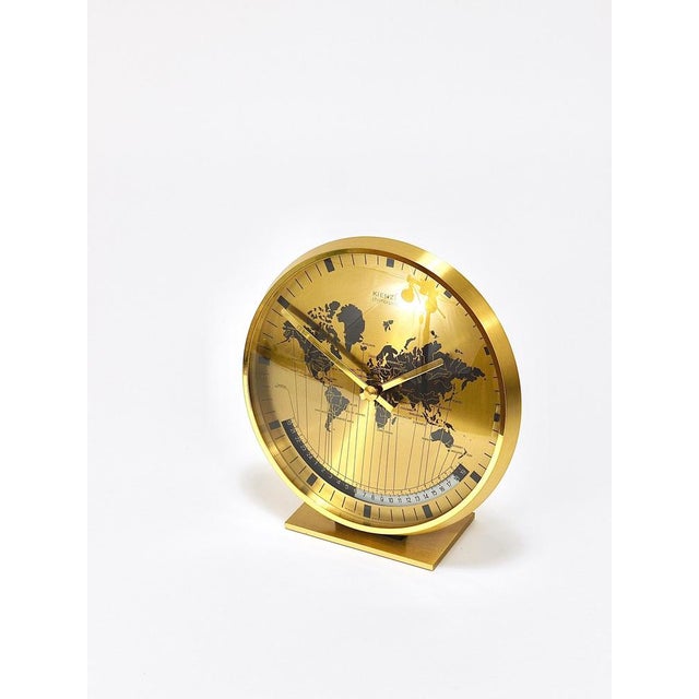 Mid-Century Brass Table Clock attributed to Wilhelm Kienzle, Germany, 1960s For Sale - Image 12 of 18