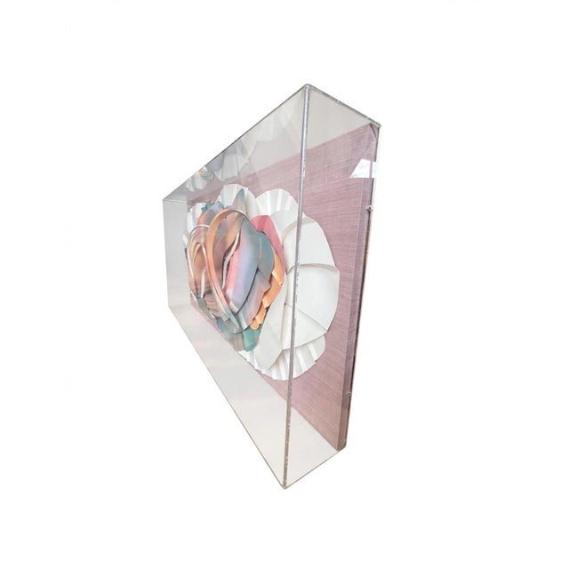 Vintage 1980s Postmodern Don Bowman Incased Lucite Acrylic Paper Wall Art Sculpture Signed Mid Century Modern For Sale - Image 10 of 12
