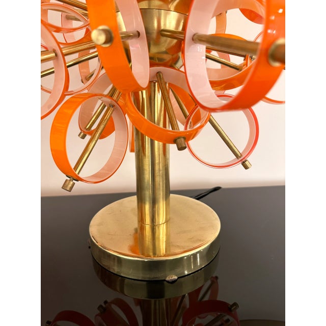 Contemporary Pair of Brass Sputnik Rings Murano Glass Lamps , Italy For Sale - Image 9 of 12