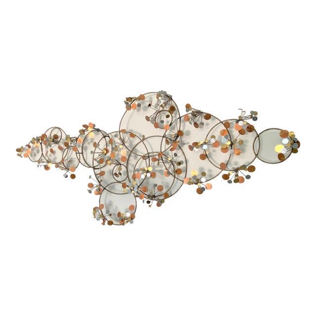 Large Scale C. Jeré Copper, Chrome & Brass "Raindrops" Wall Art Sculpture Signed - #2 For Sale