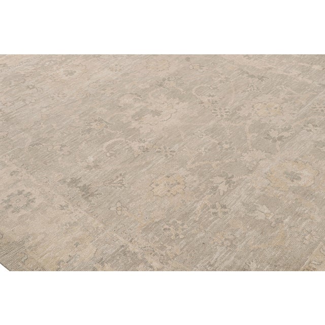 Rug & Kilim Rug & Kilim’s Oushak Style Rug in Gray and Beige With All Over Floral Pattern For Sale - Image 4 of 7