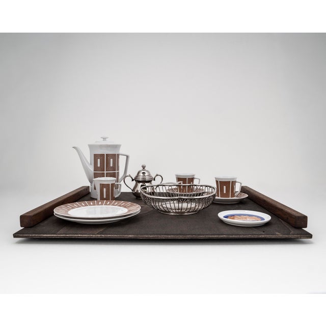 Mid-Century Modern Tête-À-Tête for Two on Wooden Tray by Victoria La Couronne for Fürstenberg, 1960s, Set of 14 For Sale - Image 13 of 18