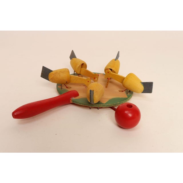 Vintage Swedish Modern Folk Art Wood Pecking Chicken Rooster Paddle For Sale - Image 4 of 10