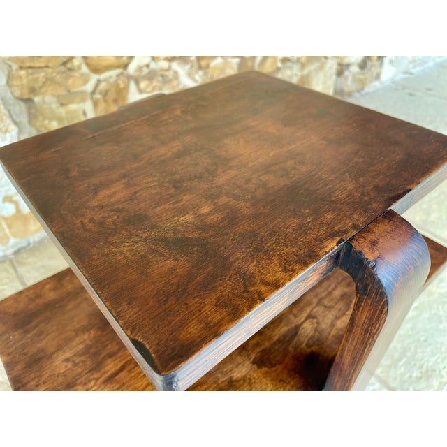 Art Deco Walnut Three-Tiered Side Table, 1938 For Sale - Image 10 of 18