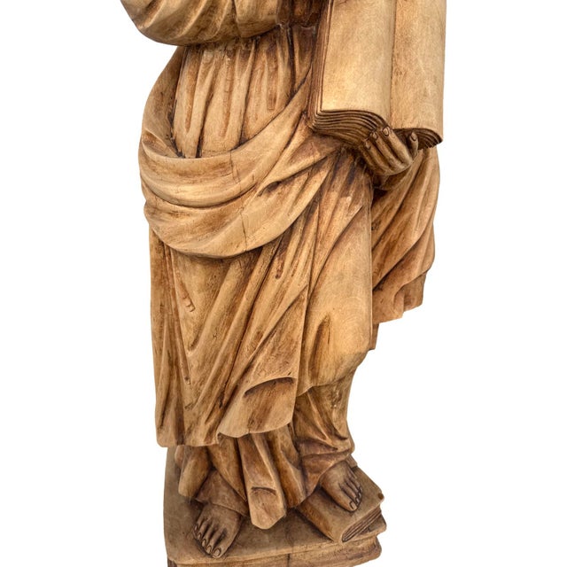 Early 19th Century Antique Italian Hand Carved Wood Sculptures- A Pair For Sale - Image 5 of 12