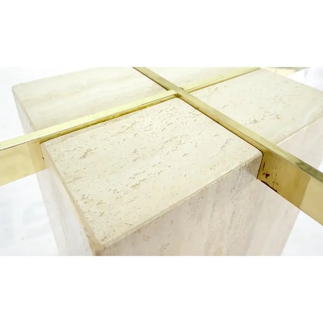 Italian Single Travertine Pedestal Glass Top Dining Conference Table glass top measures 1/2'' thick Details Dimensions...