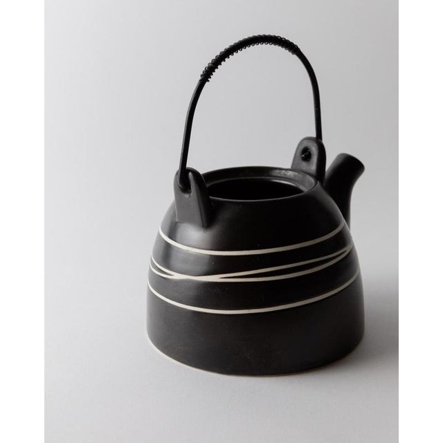 Vintage Ceramic Teapot with Blackand White and Metal Handle, 1980s For Sale - Image 9 of 11