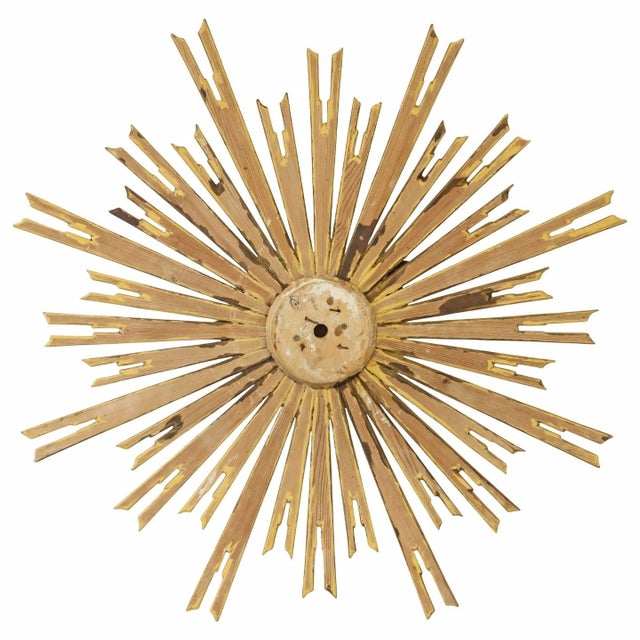 Baroque Exceptional Large Religious Antique Giltwood Sunburst Altarpiece Ornament Star Wall Panel For Sale - Image 3 of 5
