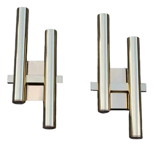 Wall Lights in Solid Polished Brass from Sciolari, 1970s, Set of 2