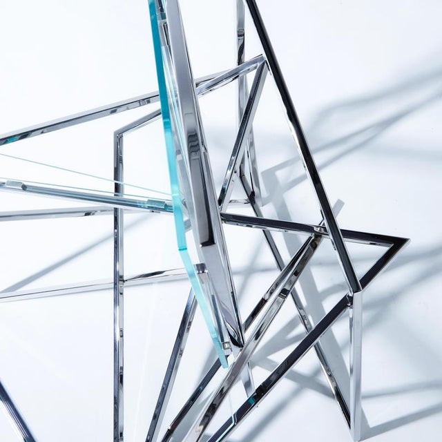Metal Sitting Bull Chair in Stainless Steel and Clear Glass and by Orfeo Studio For Sale - Image 7 of 9