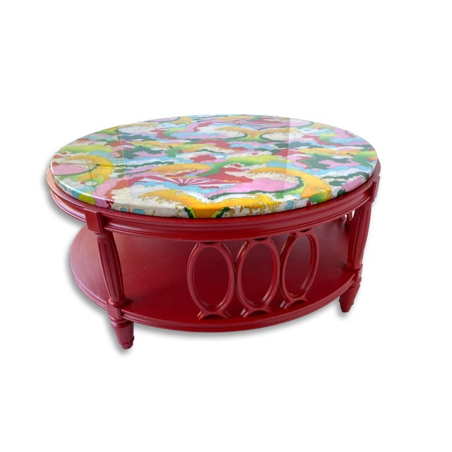 Red Round Coffee Table With Resin Stone Top Chairish