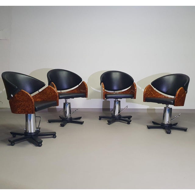 Black Italian Barber Chairs, 1980s, Set of 4 For Sale - Image 8 of 14