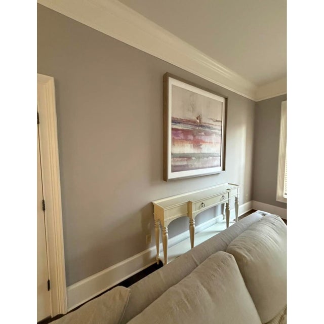 Oversized Framed Abstract Sailboat Seascape in Blush and Blue, 56” For Sale - Image 4 of 4