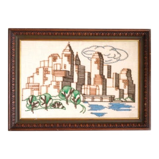 1970s City Skyline Nail and String Art For Sale
