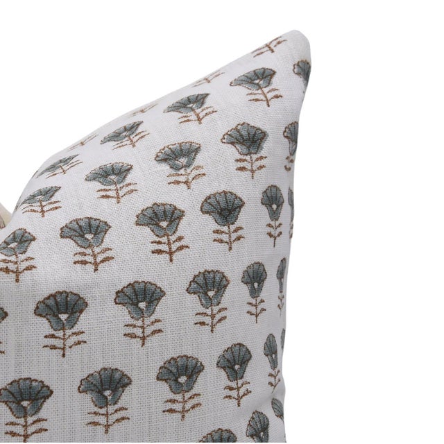 Not Yet Made - Made To Order Block Print Pillow Cover - Pure White Linen 12x20 Inch- Kohinoor For Sale - Image 5 of 5