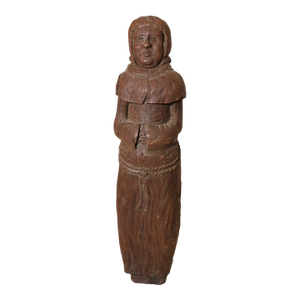 Antique 1800s Hand Carved Wood Folk Art Friar Monk Statue Sculpture Religious