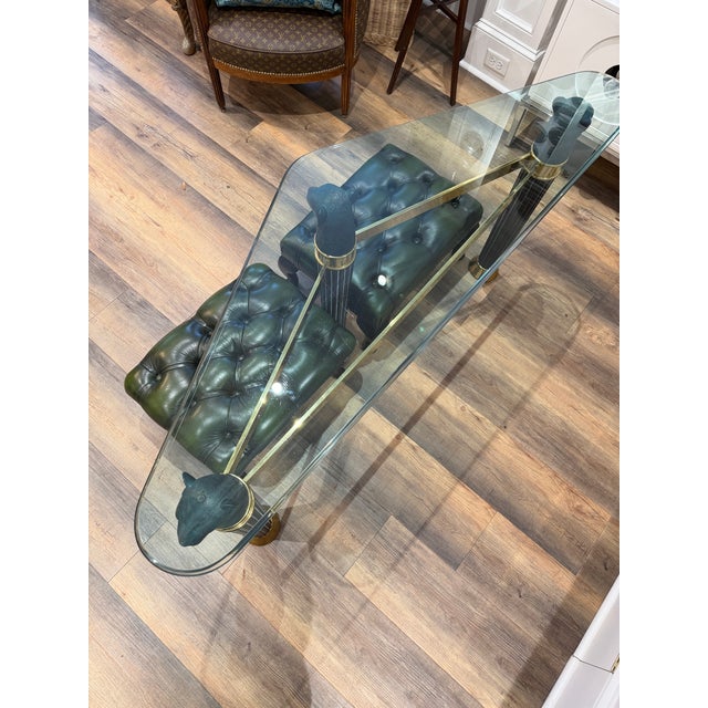 1980’s Art Deco Style Bronze and Brass Panther Head Accent Table, Made in Italy For Sale - Image 10 of 12