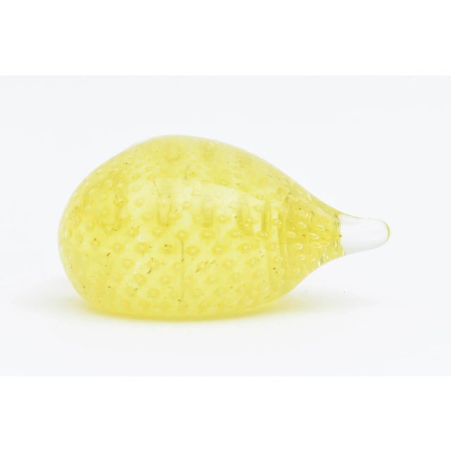 Mid Century Modern Murano Yellow Bullecante Bubble Paperweight Italy, 1950's For Sale - Image 11 of 12